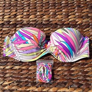 Victoria’s Secret Colorful Tropical Print Strapless Bikini Top
